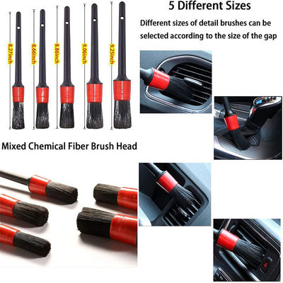 17pcs Red Drill Soft Brushes Set Car Detailing Brush para el lavado de neumáticos de ruedas de automóviles