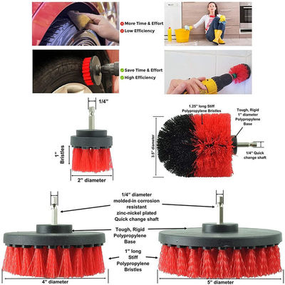 17pcs Red Drill Soft Brushes Set Car Detailing Brush para el lavado de neumáticos de ruedas de automóviles