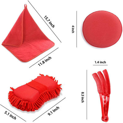 17pcs Red Drill Soft Brushes Set Car Detailing Brush para el lavado de neumáticos de ruedas de automóviles