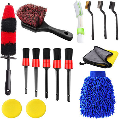 Suministro directo de fábrica 15pcs Detalle de la rueda del coche / neumáticos Set de cepillado Kit para la limpieza de la motocicleta de automóvil herramientas de lavado