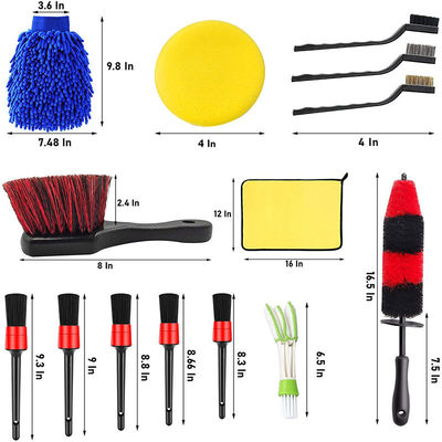 Suministro directo de fábrica 15pcs Detalle de la rueda del coche / neumáticos Set de cepillado Kit para la limpieza de la motocicleta de automóvil herramientas de lavado