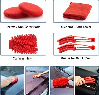 Al por mayor 19 Pcs herramientas de lavado de coches Kit de perforación de limpieza del cepillo detallado cepillo con bolsa para el interior del exterior del coche lavado
