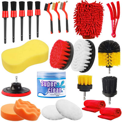 24 Pcs Autodetallado Cepillo Depilación Esponja de lavar Interior Exterior