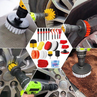 Herramientas de limpieza de automóviles Conjunto de 24 piezas de cepillado de detalle automático Esponja de cera de lavado interior exterior