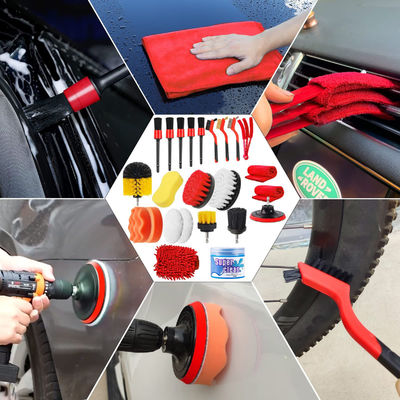 Herramientas de limpieza de automóviles Conjunto de 24 piezas de cepillado de detalle automático Esponja de cera de lavado interior exterior