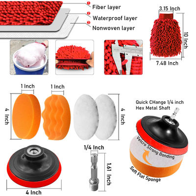 Herramientas de limpieza de automóviles Conjunto de 24 piezas de cepillado de detalle automático Esponja de cera de lavado interior exterior