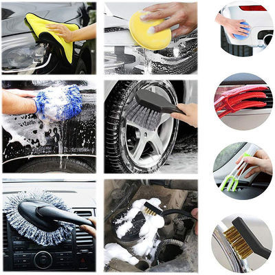 Fabricación mayorista de herramientas de limpieza para automóviles 17Pcs Cepillo para el interior de las ruedas del automóvil