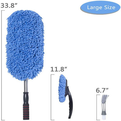 3pcs azul suave de limpieza del coche detallado cepillado de la rueda de la aleación de microfibra cepillado con mango largo