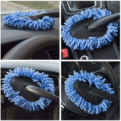 3pcs azul suave de limpieza del coche detallado cepillado de la rueda de la aleación de microfibra cepillado con mango largo