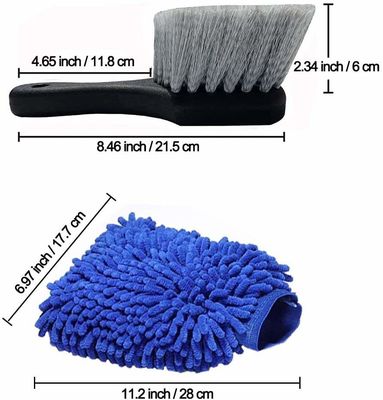 12PCS Automóvil detallado Kit de herramientas de limpieza de ventilación de cepillo para panel de neumáticos Interior Exterior