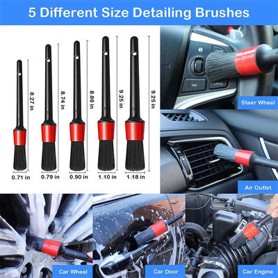 Kit de cepillado personalizado para automóviles de automóviles con ruedas de ac acero limpiador de tablero de instrumentos 19pcs