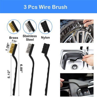 Kit de cepillado personalizado para automóviles de automóviles con ruedas de ac acero limpiador de tablero de instrumentos 19pcs