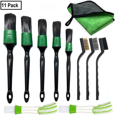 Verde 11Pcs Bristle limpiador de ventilación del coche Brush Dust Set para el aire acondicionado