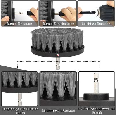 Colorido conjunto de pincel de perforación de 4 pulgadas con color gris para limpieza de la casa