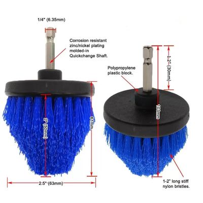 Escrubador de pincel de broca de color azul para una limpieza eficiente de la superficie