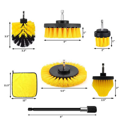 7pcs Color amarillo de perforación limpiador Set de pincel perforación duradera para la limpieza del coche