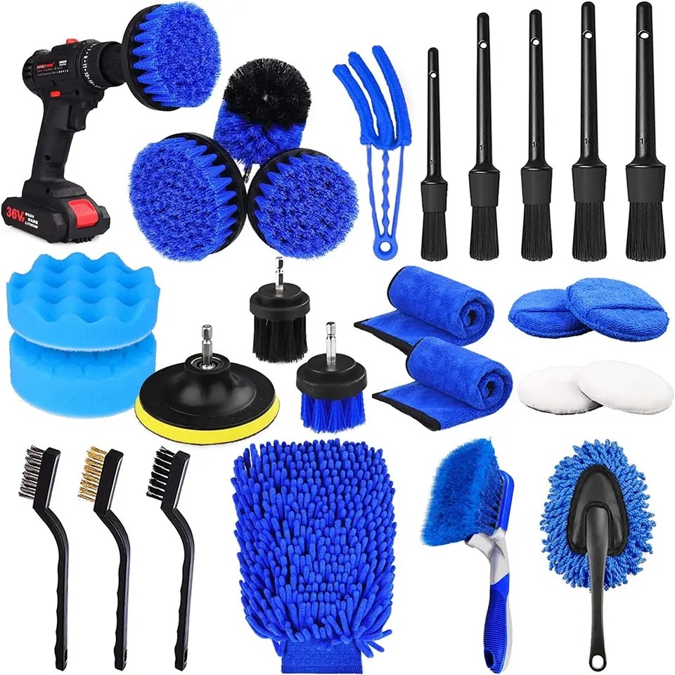 26pcs Brush Set para limpieza de automóviles Kit de herramientas para interiores