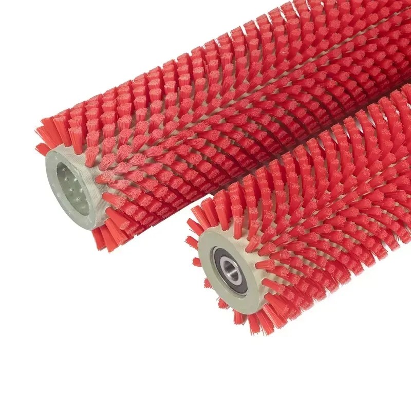 Brush de rodillos industriales de nylon cilíndrico para limpieza de cinta transportadora