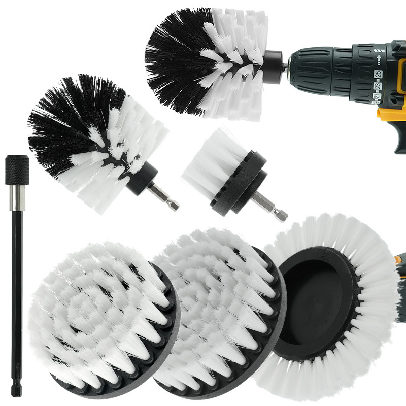 7Pcs de lavadora eléctrica de los accesorios de brocha de perforación conjunto con barra de extensión para la limpieza del hogar