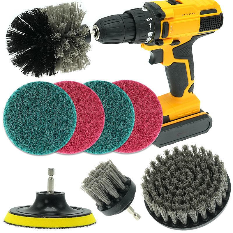 8 paquete de perforación eléctrica de la rueda de limpieza de la brocha conjunto de Power Scrubber Brush Set para la perforación