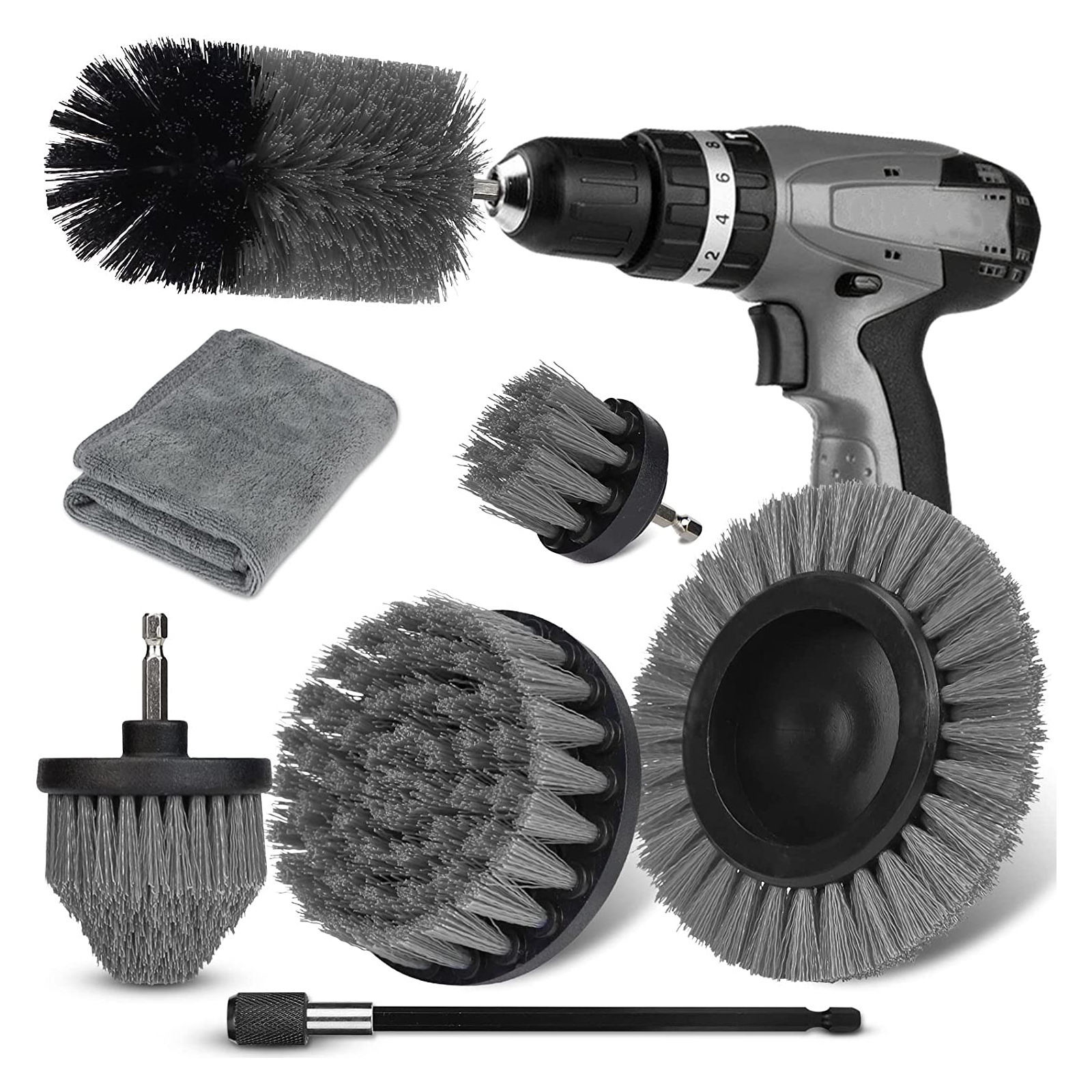 Grigio Extensión de la brocha de broca Scrubber Cordless 9PC personalizado