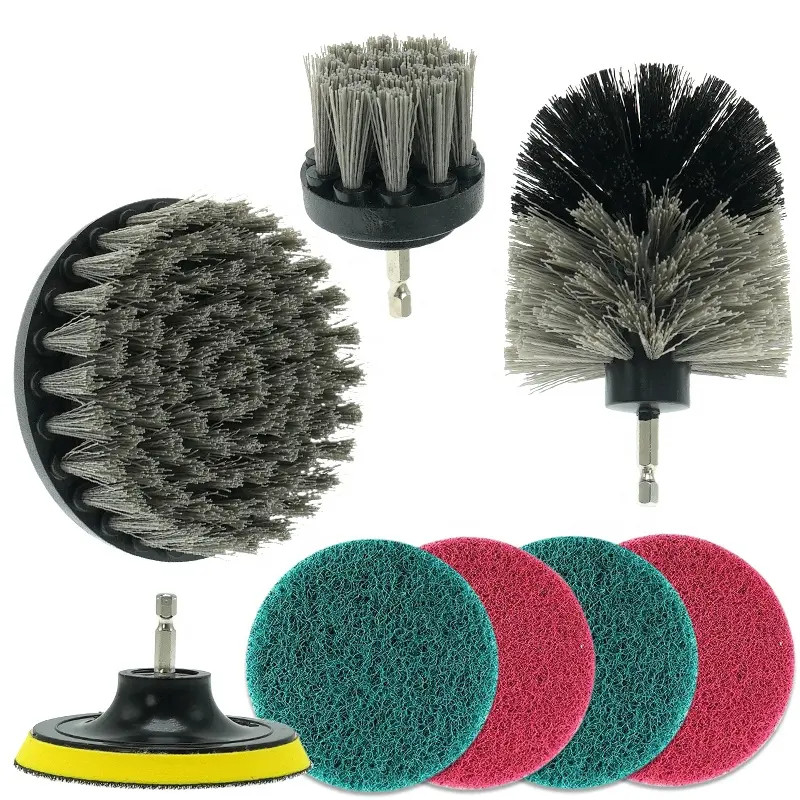 8pc conjunto de pincel de perforación Power Scrubber baño limpieza de coches
