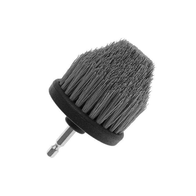 Color gris 2,5 pulgadas Pp / material de nylon Cepillo con broca eléctrica Cepillo para limpieza de la casa