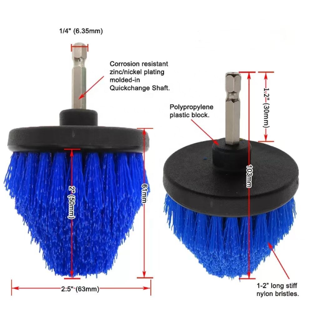 Escrubador de pincel de broca de color azul para una limpieza eficiente de la superficie