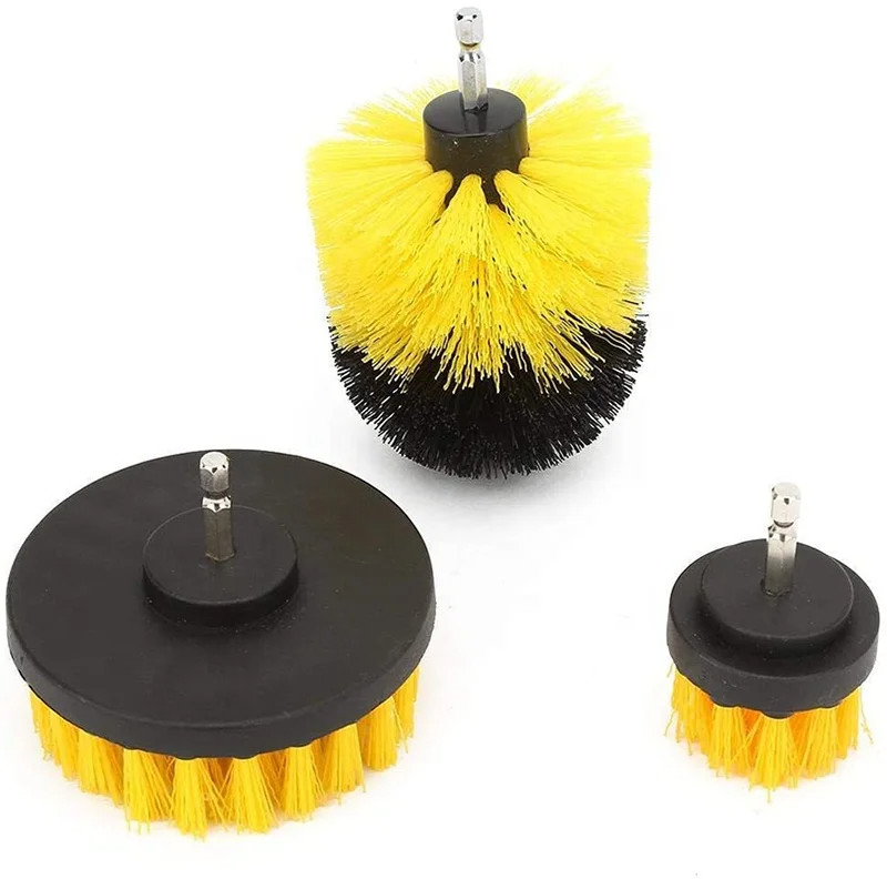 3pcs Kit de pincel de broca de color amarillo para una limpieza mejorada
